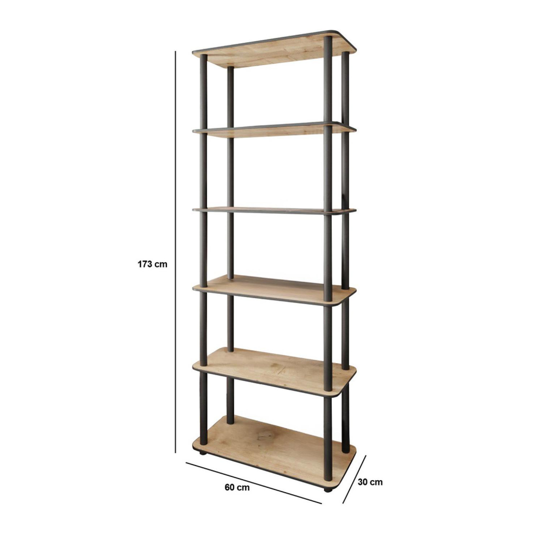 Voir la diapositive 5 : CONCEPT USINE Étagère contemporaine effet bois - 6 niveaux viza