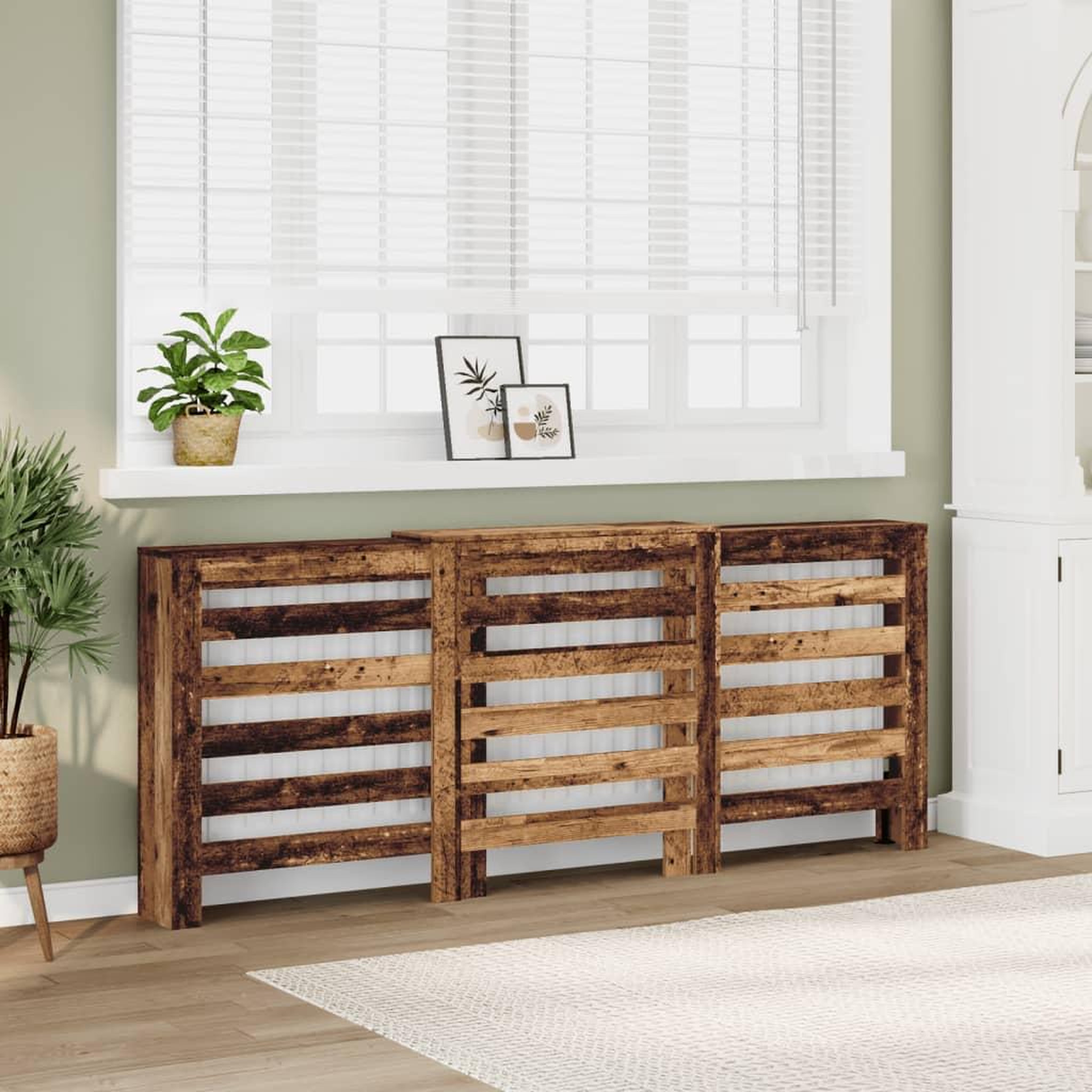 VIDAXL Cache-radiateur vieux bois 205x21,5x83,5 cm bois d'ingenierie