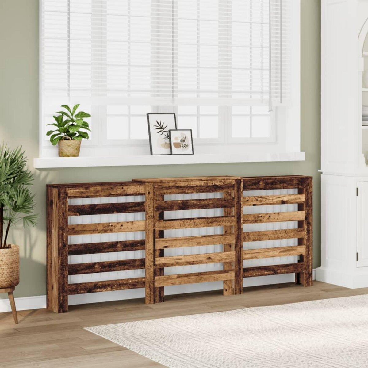 VIDAXL Cache-radiateur vieux bois 205x21,5x83,5 cm bois d'ingenierie