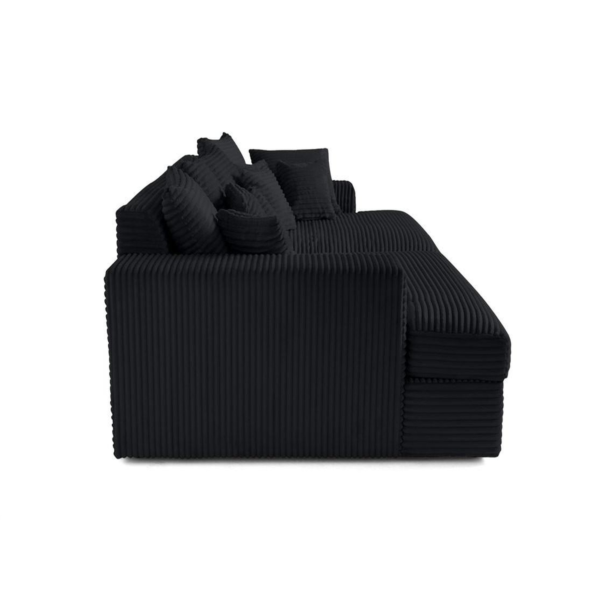 Voir la diapositive 5 : LISA DESIGN Collins - canapé droit 4 places avec double méridienne - assise profonde - velours côtelé grosses côtes