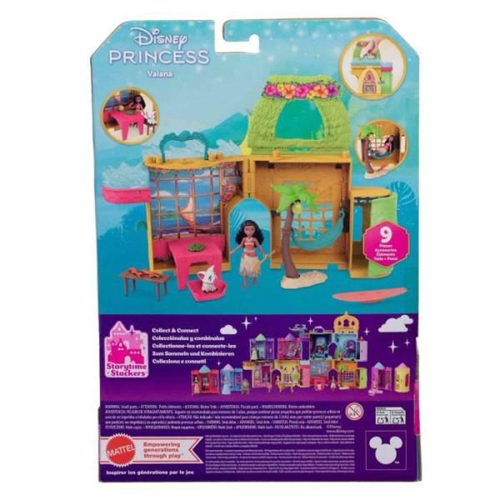 Voir la diapositive 3 : DISNEY PRINCESS Disney vaiana histoires a empiler coffret de maison de poupée avec une petite poupée vaiana, 1 ami animal et 9 accessoires - m