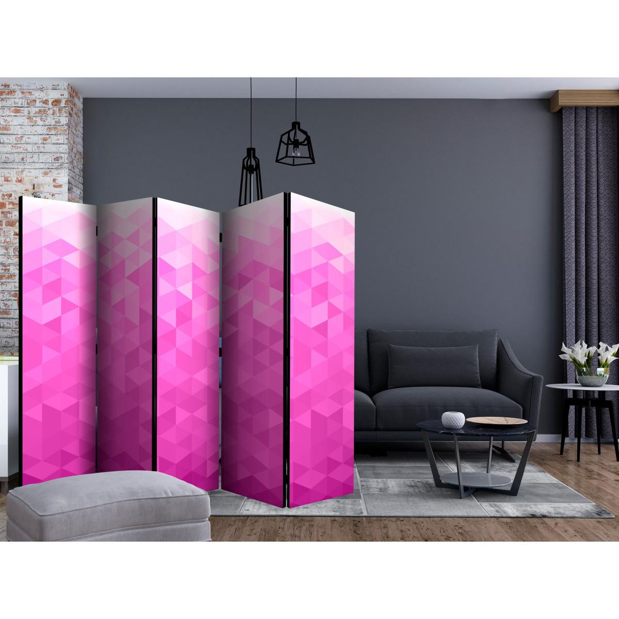 Voir la diapositive 2 : Paris Prix Paravent 5 volets  pink pixel  172x225cm