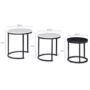 Voir la diapositive 5 : ID MARKET Lot de 3 tables basses gigognes ALASKA rondes 35/40/45 effet marbre et noir pieds métal