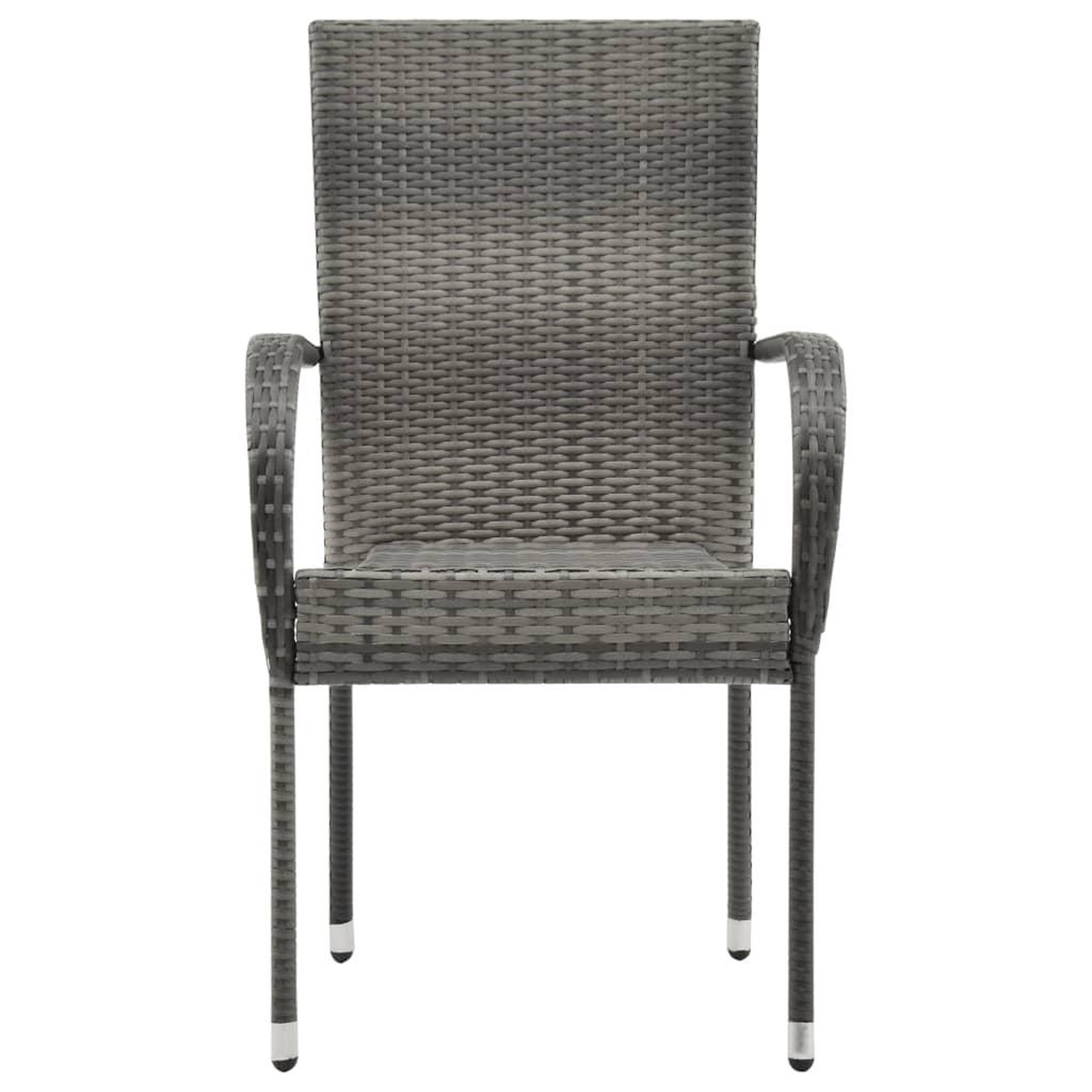 Voir la diapositive 3 : VIDAXL Chaises empilables d'exterieur lot de 4 Gris Resine tressee