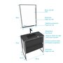 Aurlane Meuble de salle de bain 80x50cm Blanc - 2 tiroirs - vasque resine noire effet pierre - miroir LED