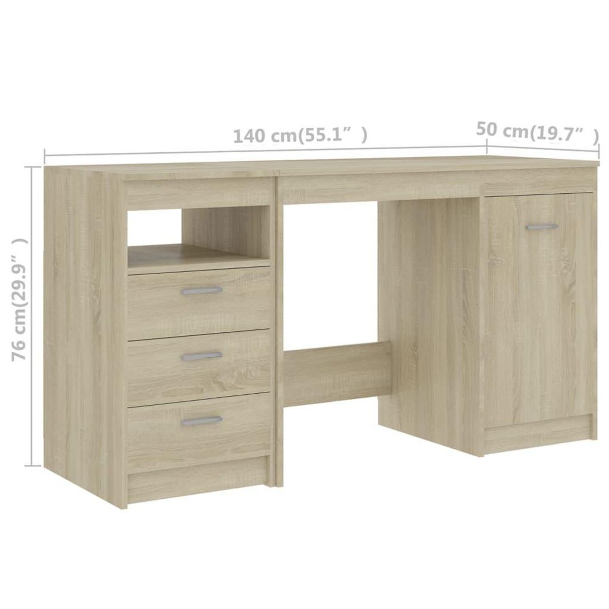 VIDAXL Bureau Chene sonoma 140x50x76 cm Bois d'ingenierie