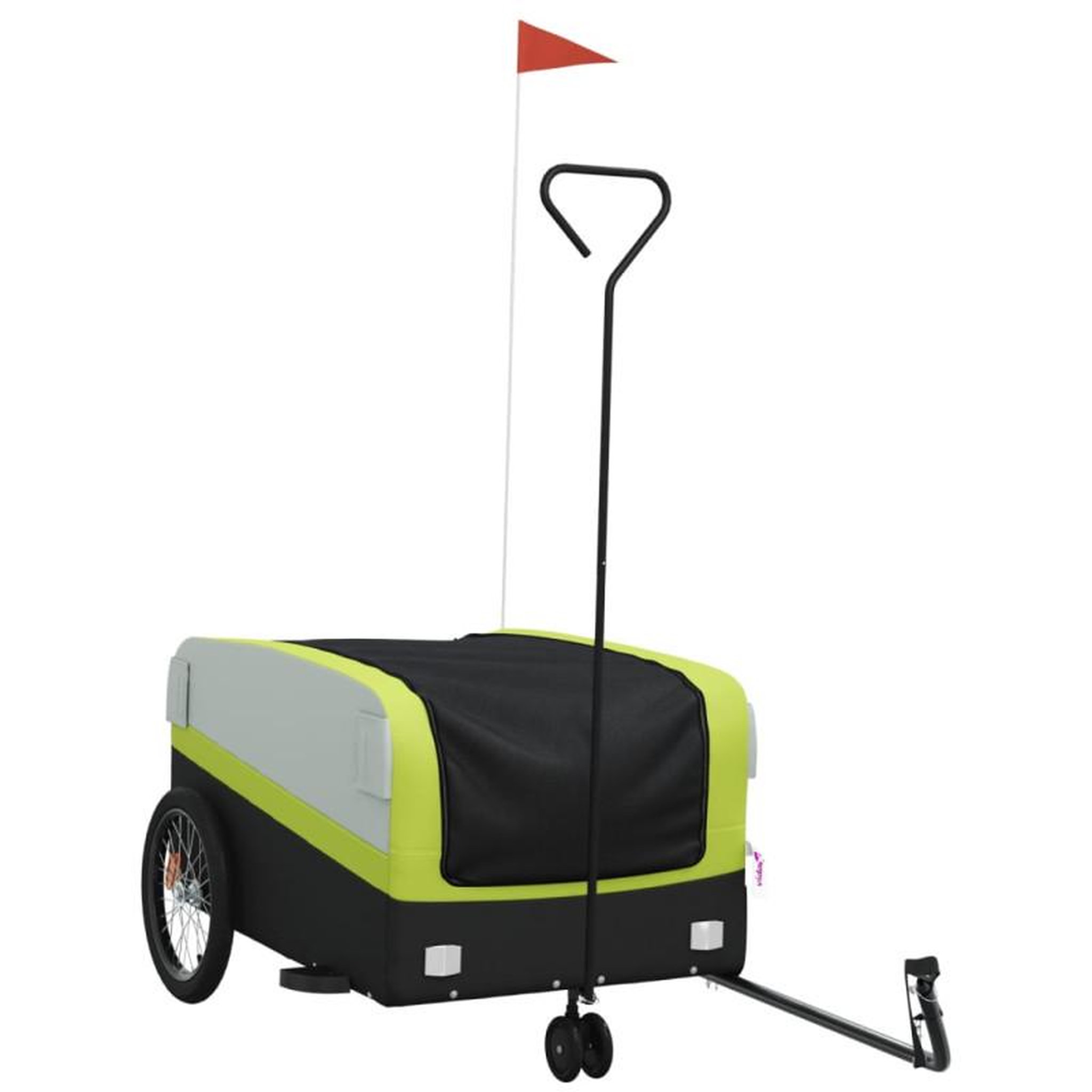 Voir la diapositive 2 : VIDAXL Remorque de vélo noir et vert 45 kg fer