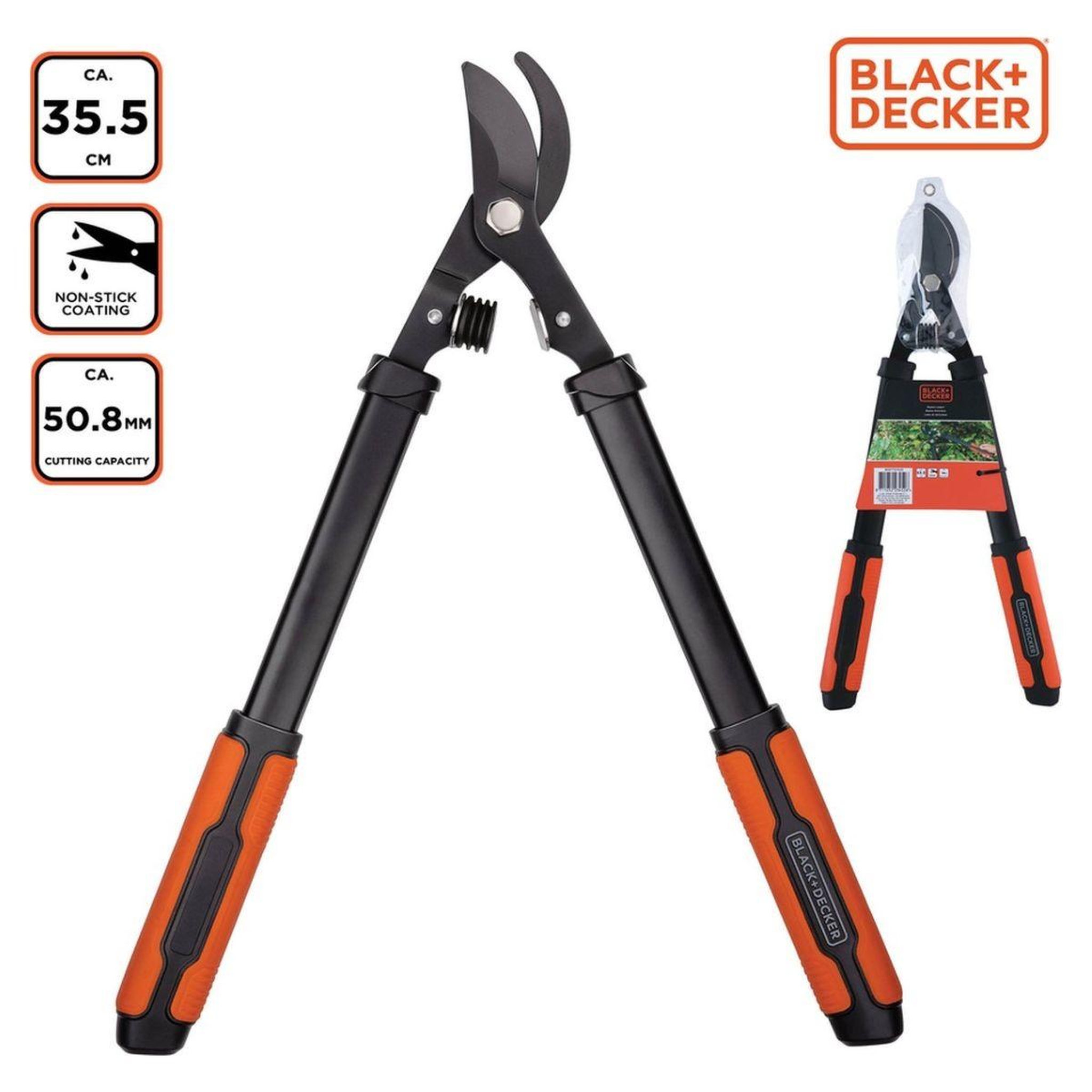 Voir la diapositive 2 : Black et Decker Coupe branches 35.5cm Diamètre de coupe 50mm Black et Decker