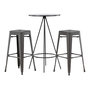 Voir la diapositive 1 : Paris Prix Ensemble Table de Bar & 2 Tabourets  Bistro & Tempe  105cm Noir & Gris Foncé