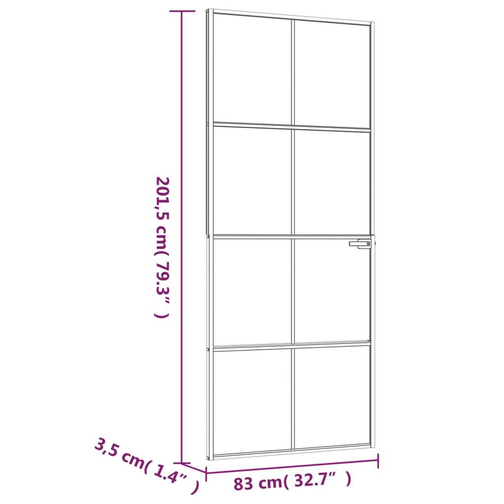Voir la diapositive 6 : VIDAXL Porte d'interieur Noir 83x201,5 cm Trempe verre aluminium fin
