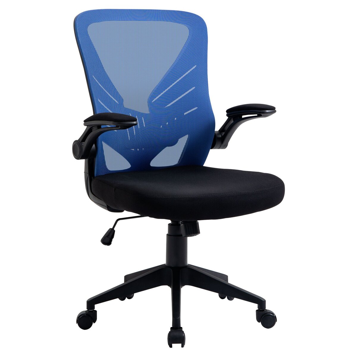VINSETTO Vinsetto Chaise de bureau ergonomique support lombaires hauteur réglable pivotante 360° accoudoirs relevables polyester maille bleu noir