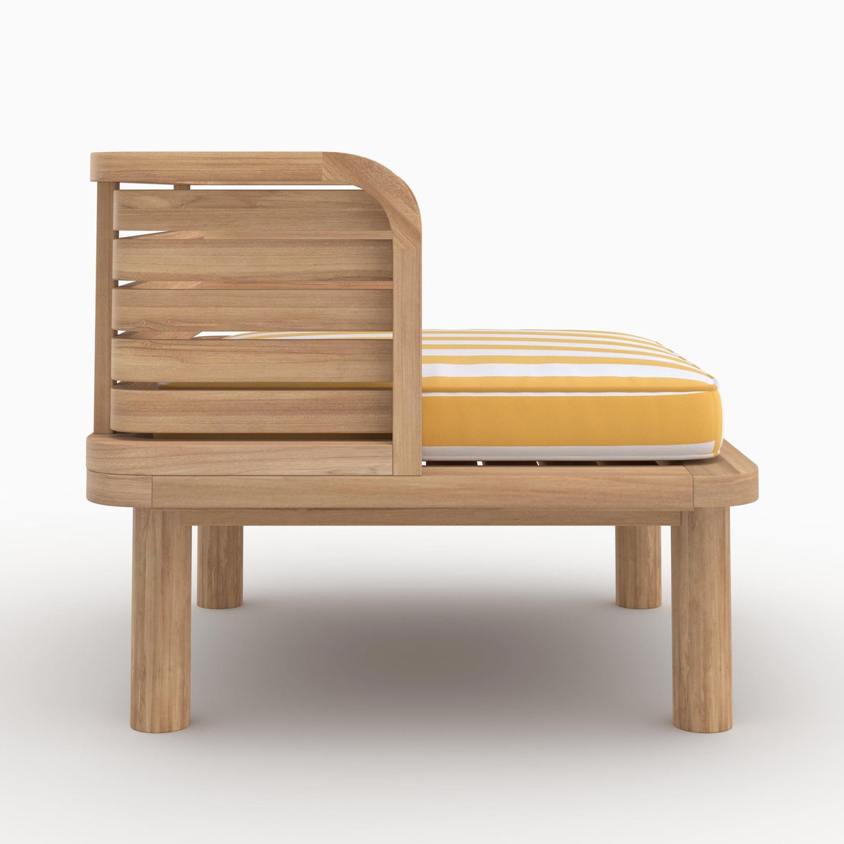 Rendez vous déco Fauteuil de jardin en teck massif et coussin rayé jaune-Kilda