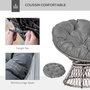 Voir la diapositive 5 : OUTSUNNY Fauteuil rond de jardin fauteuil papasan pivotant grand confort Ø 97 x 86H cm grand coussin fourni polyester résine tressée gris