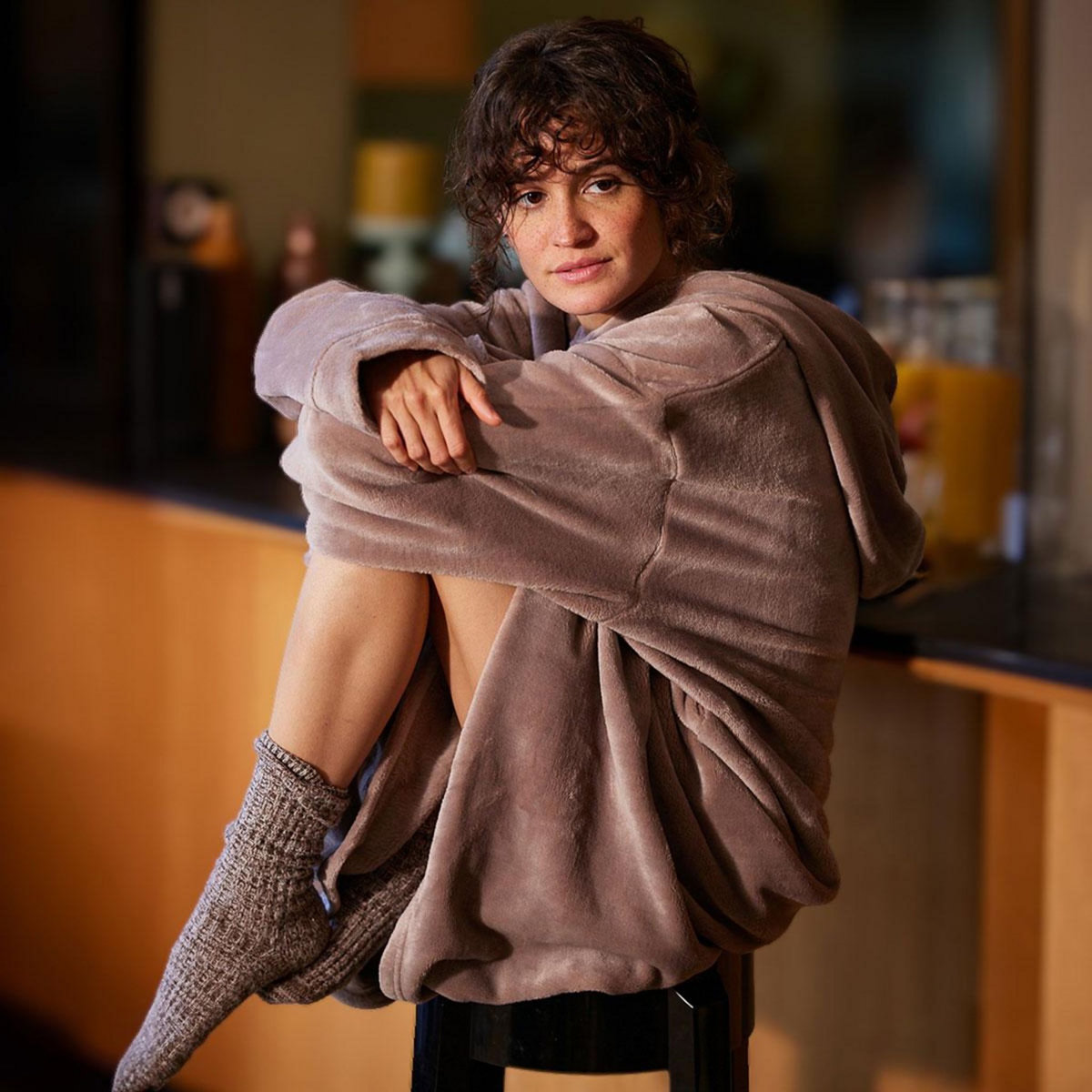 DODO Plaidou polaire extra cocooning coloris taupe