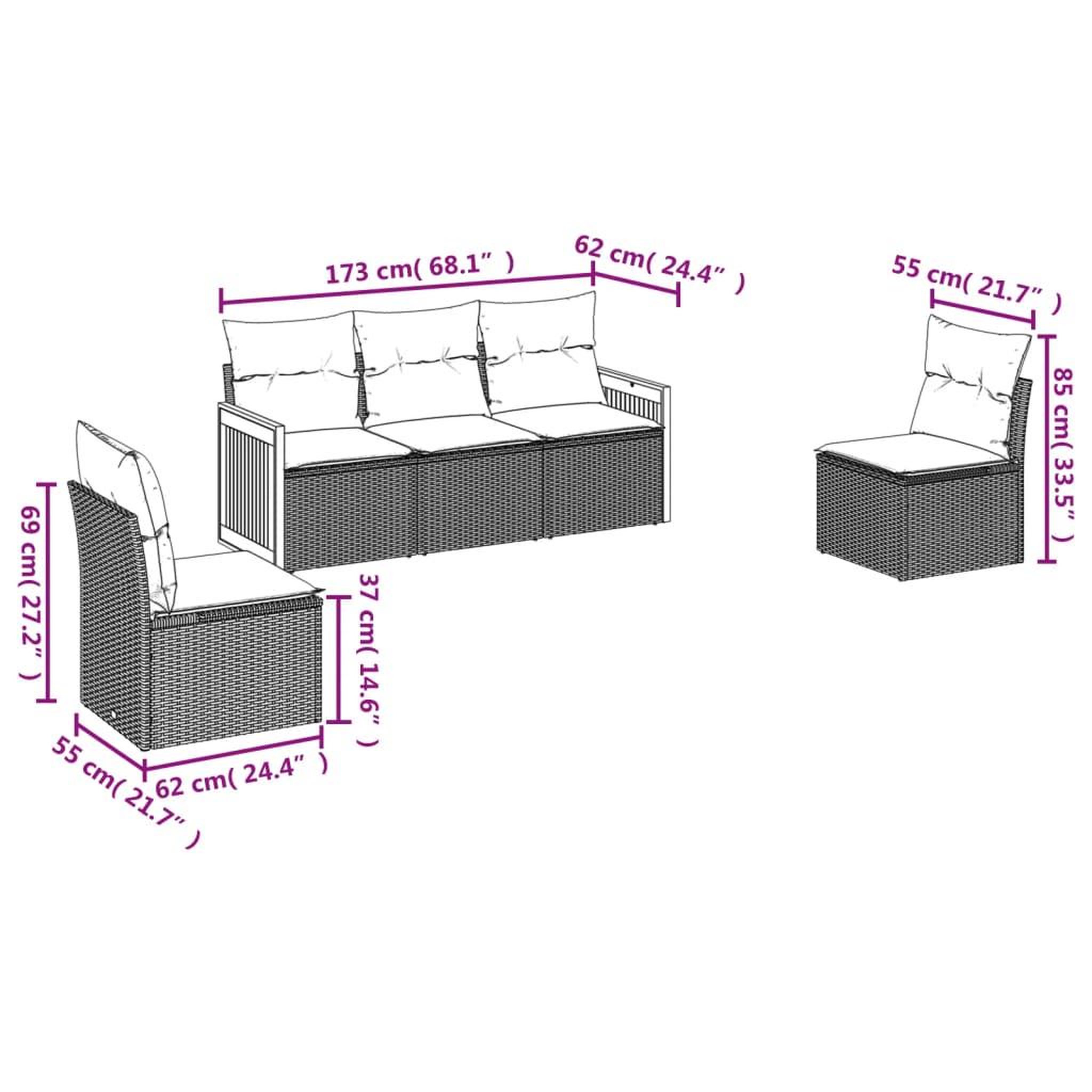 Voir la diapositive 3 : VIDAXL Salon de jardin 5 pcs avec coussins noir resine tressee