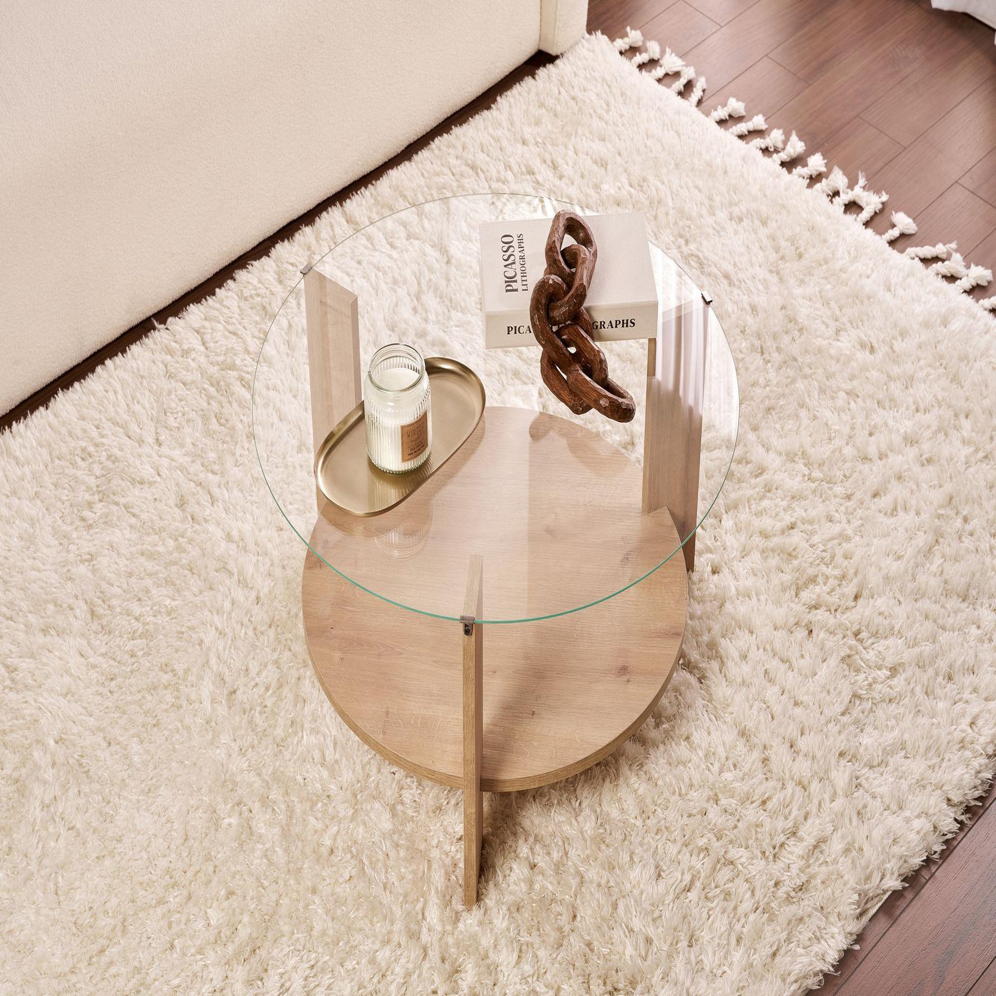 Voir la diapositive 4 : Habitat et Jardin Table basse en bois  clara  - 75 x 75 x 40 cm - chêne saphirtransparent
