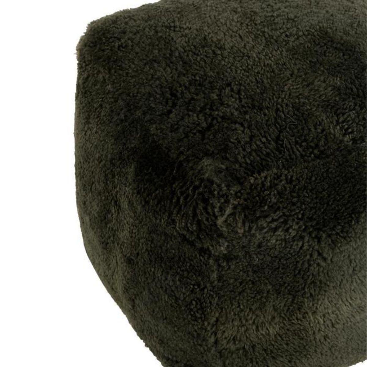 Paris Prix Pouf Carré Déco  Peau de Mouton  45cm Vert