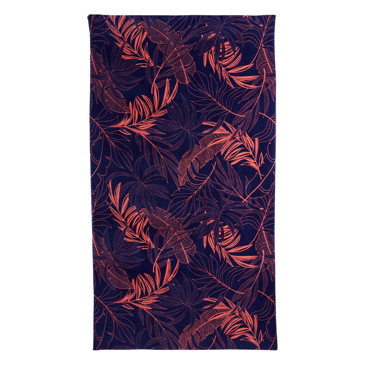 ACTUEL Serviette de plage en velours tissé motif tropical 