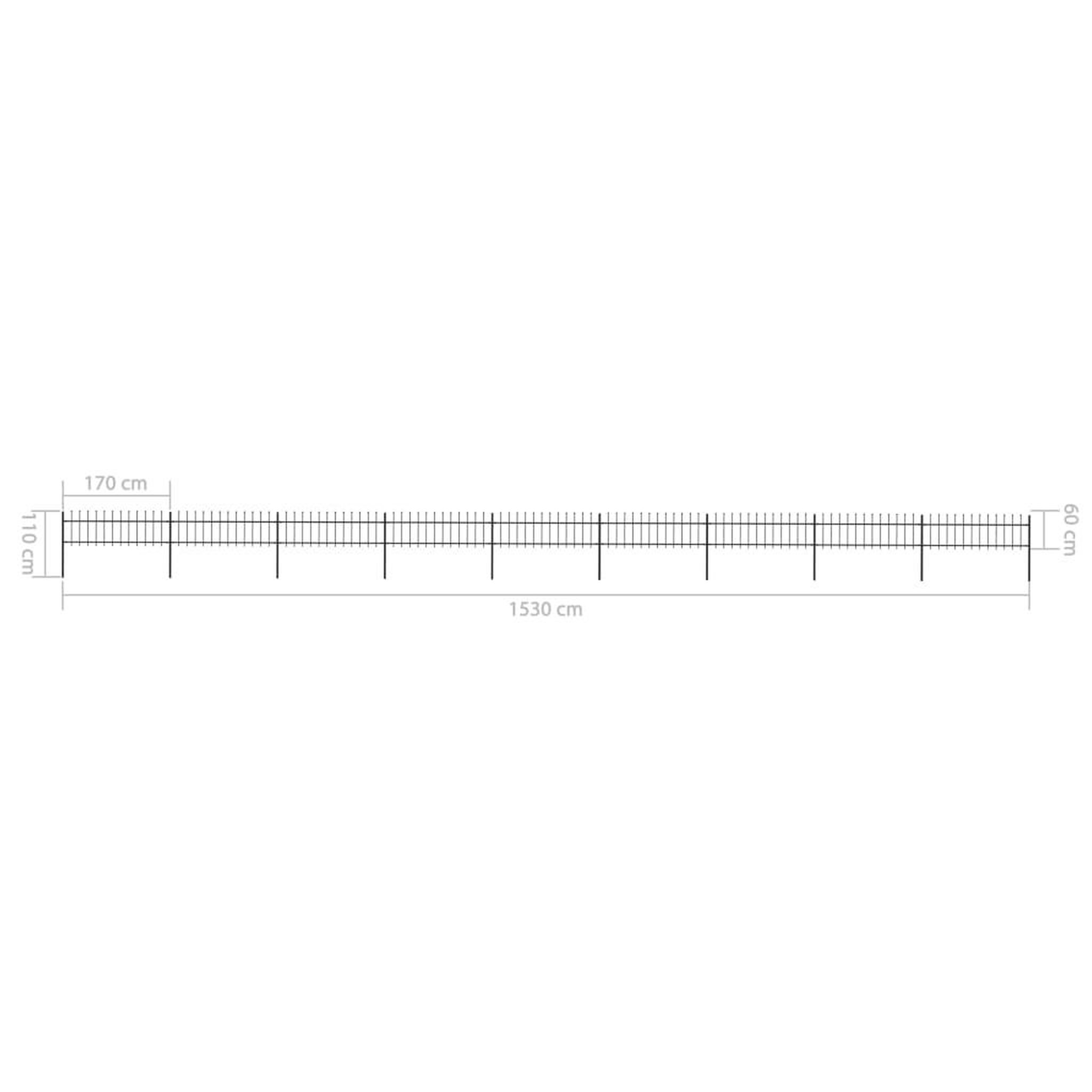 Voir la diapositive 5 : VIDAXL Cloture de jardin avec dessus en lance Acier 15,3 x 0,6 m Noir