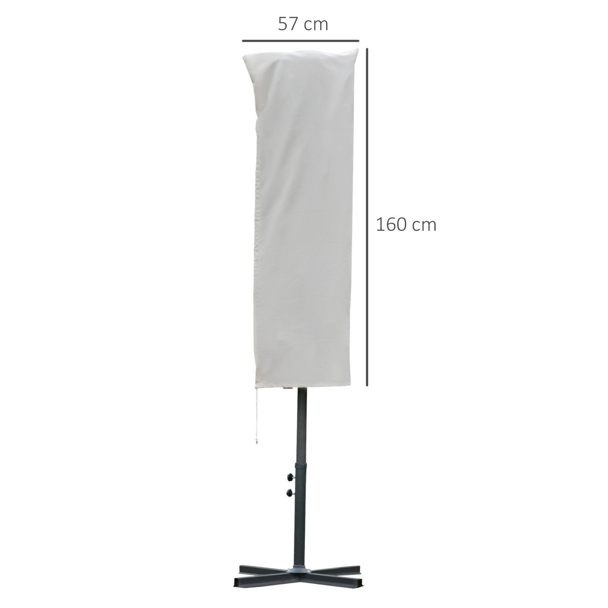 OUTSUNNY Housse de protection imperméable pour parasol droit avec fermeture éclair et cordon de serrage polyester oxford crème