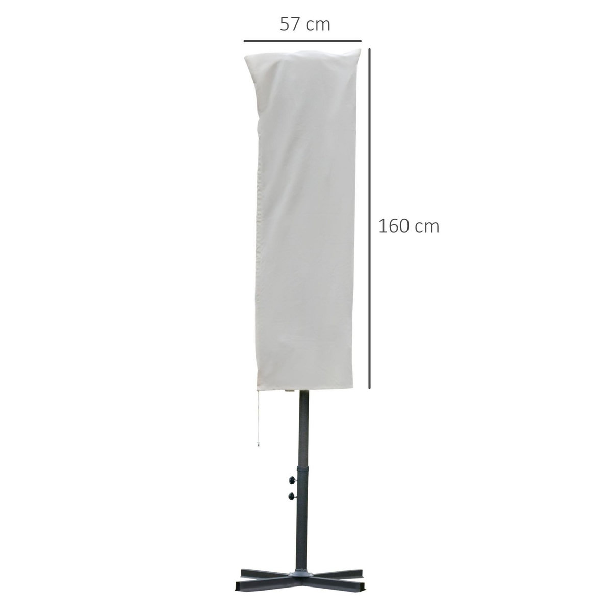 OUTSUNNY Housse de protection imperméable pour parasol droit avec fermeture éclair et cordon de serrage polyester oxford crème