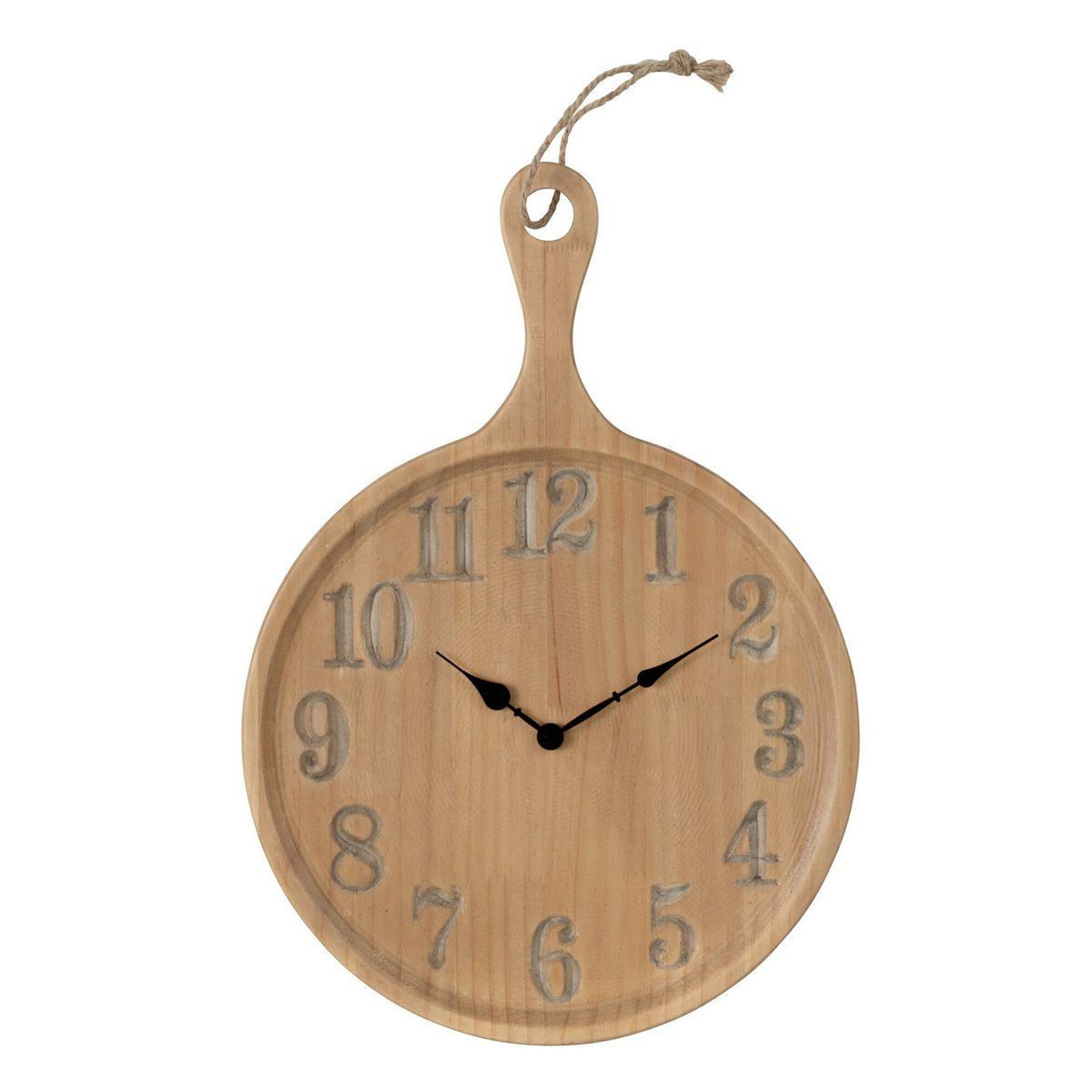 J-LINE Horloge murale en bois  planche  57cm naturel