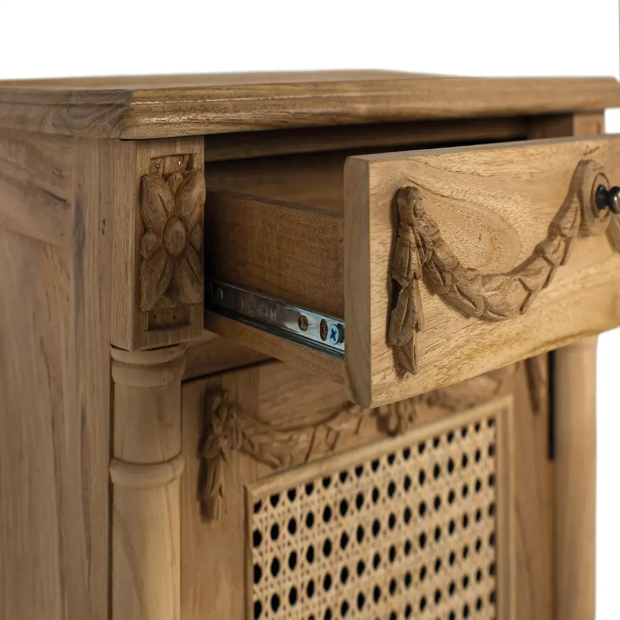 Voir la diapositive 6 : GINER Y COLOMER SL Table de chevet en bois de teck 50 cm style rustique contemporain