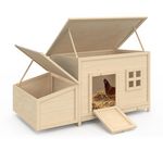 ID MARKET Poulailler toit plat pour poules sur pilotis avec pondoir en bois, capacité jusqu'à 6 poules