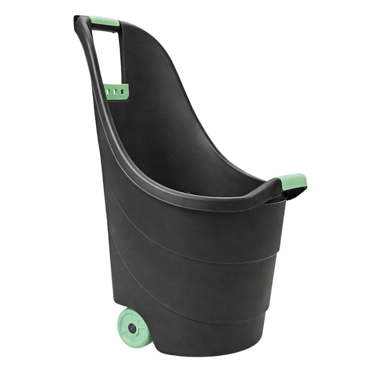 KZ GARDEN Chariot de jardin 62L 2 roues - Transport Bois, Terreau, Plantes Trolley Plastique robuste recyclé Noir KZ GARDEN