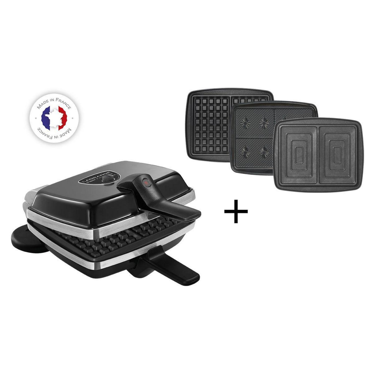 LAGRANGE Gaufrier super 2 antiadhésif noir gaufres +GT+CM