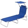 Voir la diapositive 1 : OUTSUNNY Transat bain de soleil pliable grand confort dossier et pare-soleil réglable multi-positions bleu