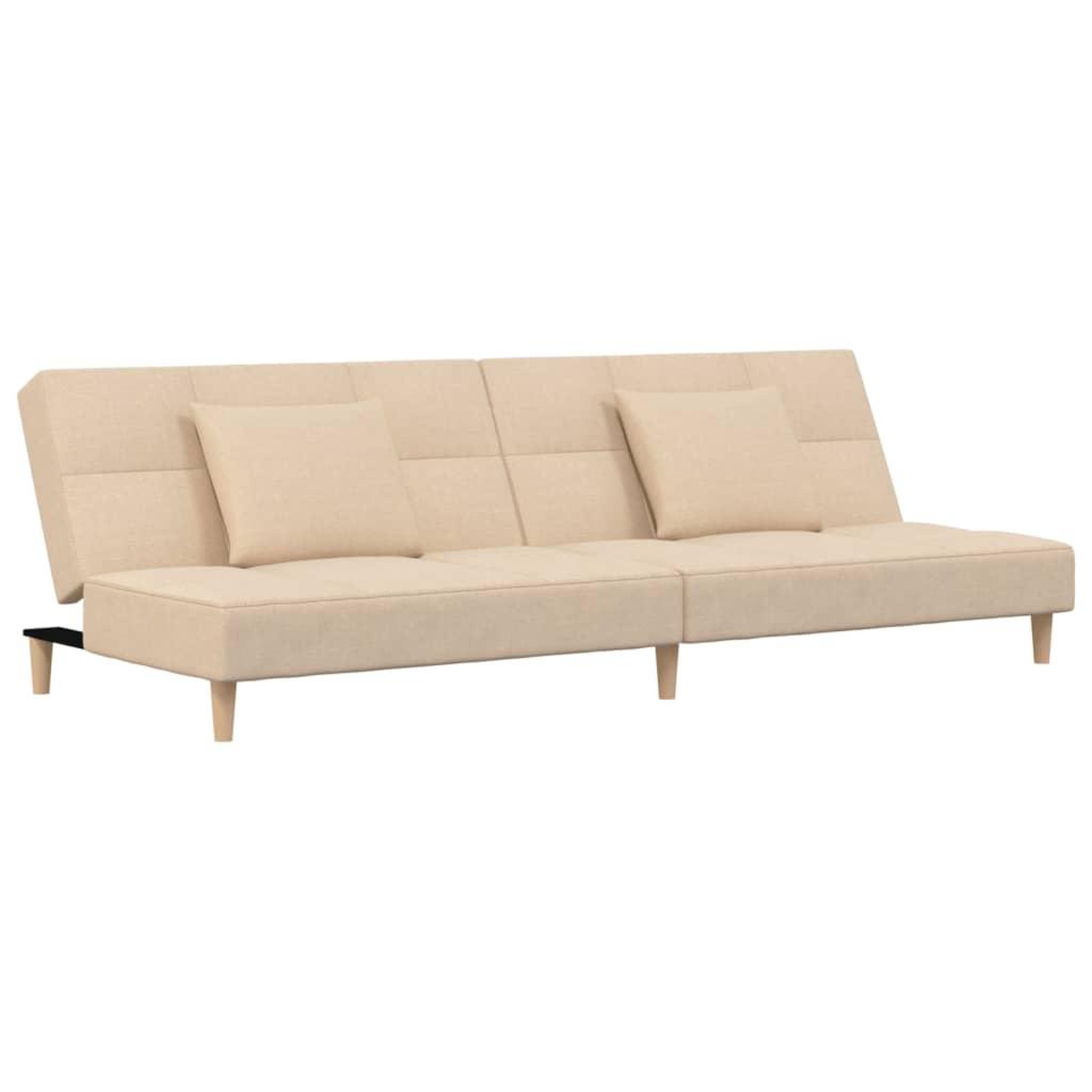 Voir la diapositive 2 : VIDAXL Canape-lit a 2 places avec deux oreillers creme tissu