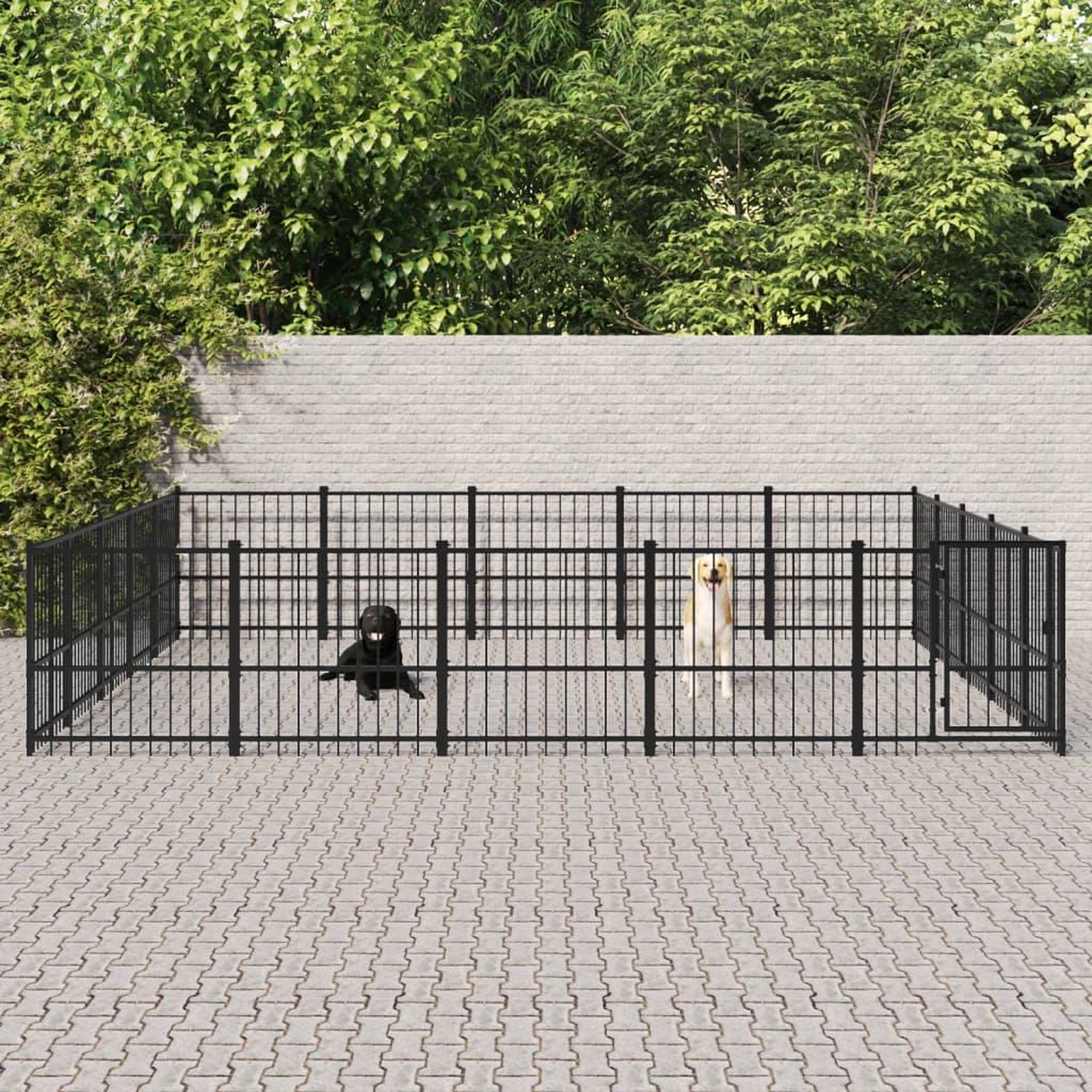 VIDAXL Chenil d'exterieur pour chiens Acier 23,52 m²