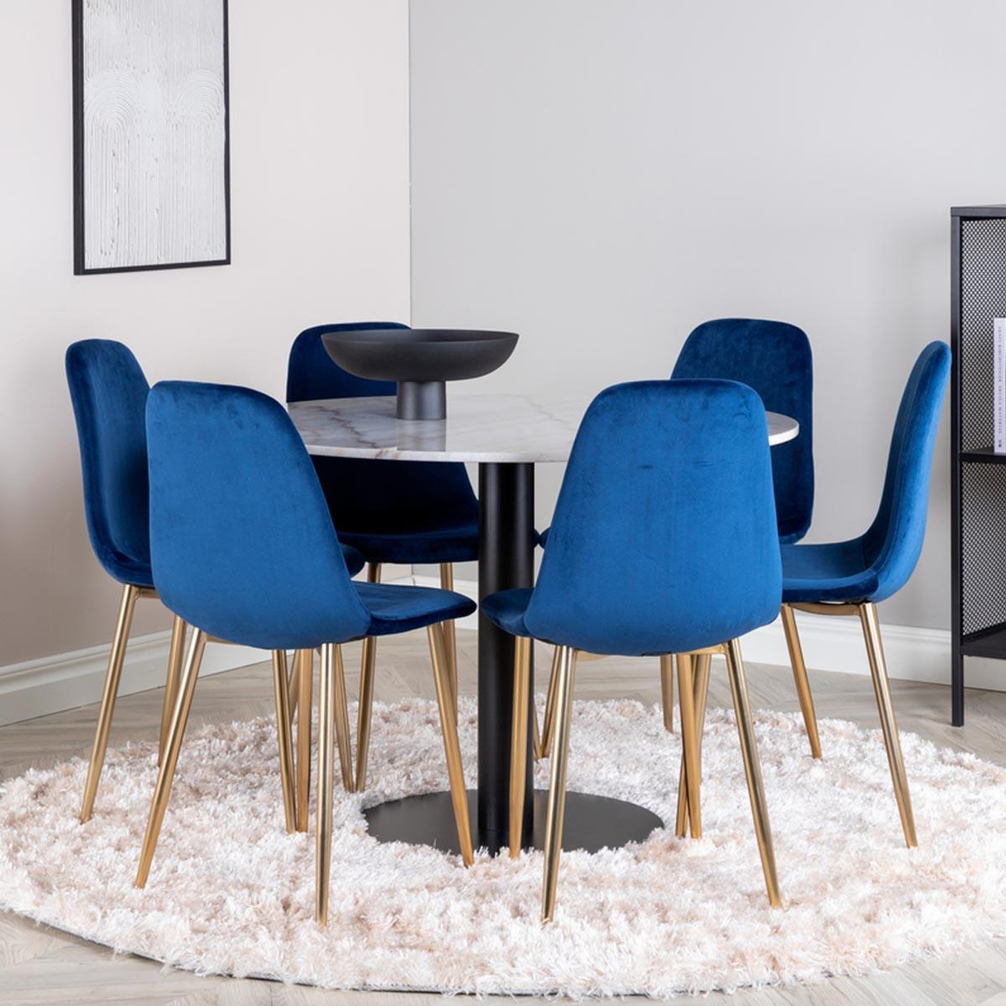 Voir la diapositive 5 : Paris Prix Ensemble table à manger & 6 chaises  estelle i & polar ii  106cm blanc & bleu