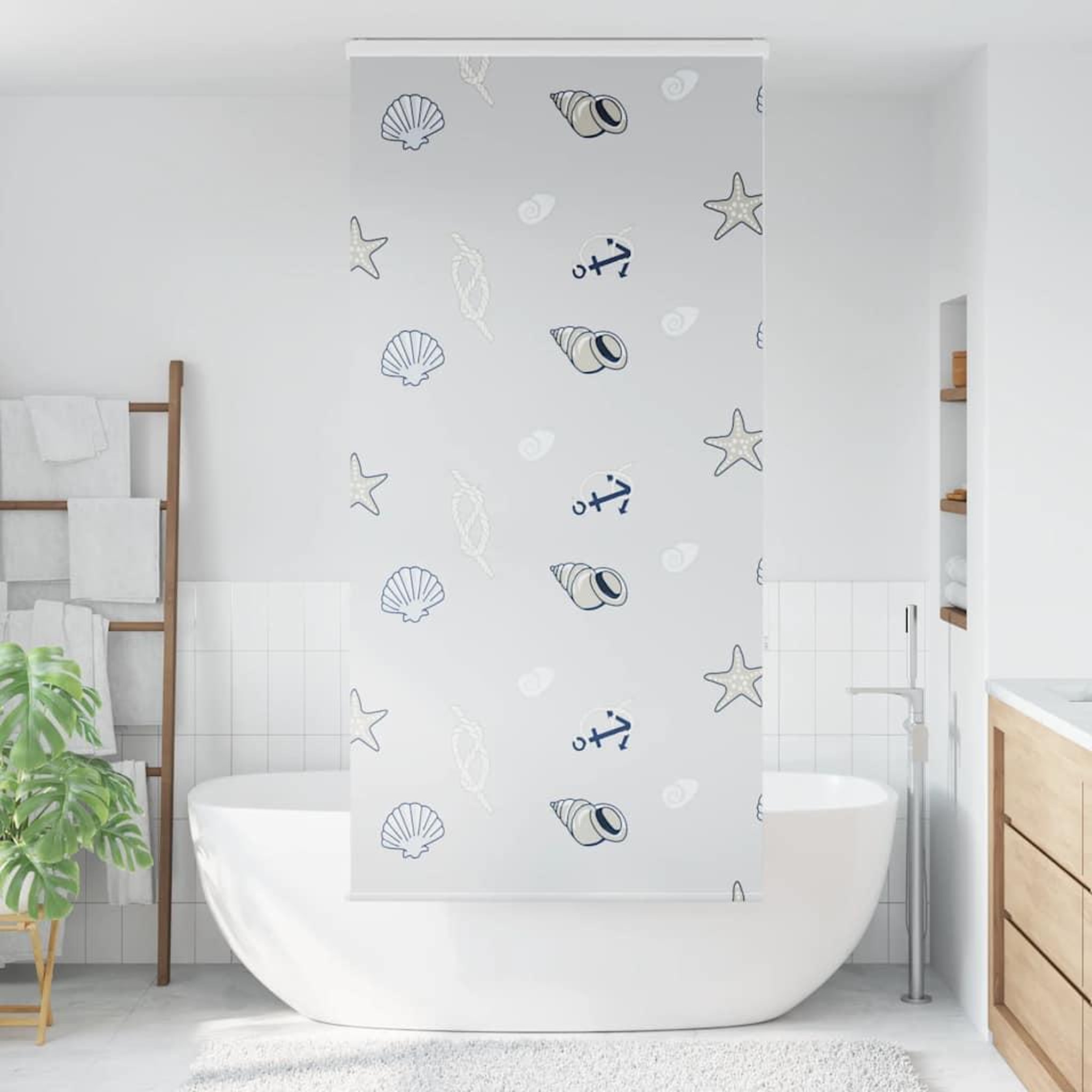 Voir la diapositive 2 : VIDAXL Store enrouleur de douche avec cassette largeur du tissu 96 cm