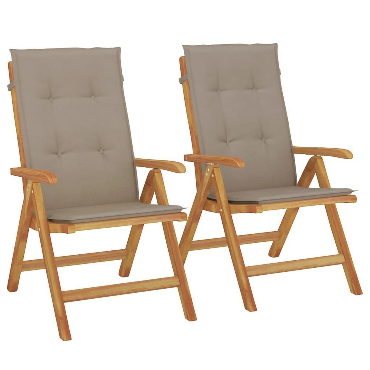VIDAXL Chaises de jardin inclinables lot de 2 et coussins teck massif