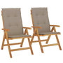 Voir la diapositive 2 : VIDAXL Chaises de jardin inclinables lot de 2 et coussins teck massif