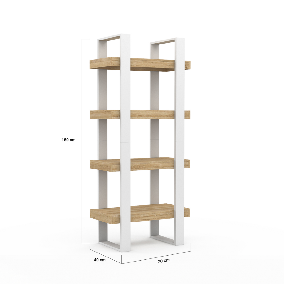 ID MARKET Etagère 4 niveaux PHOENIX bois et blanc