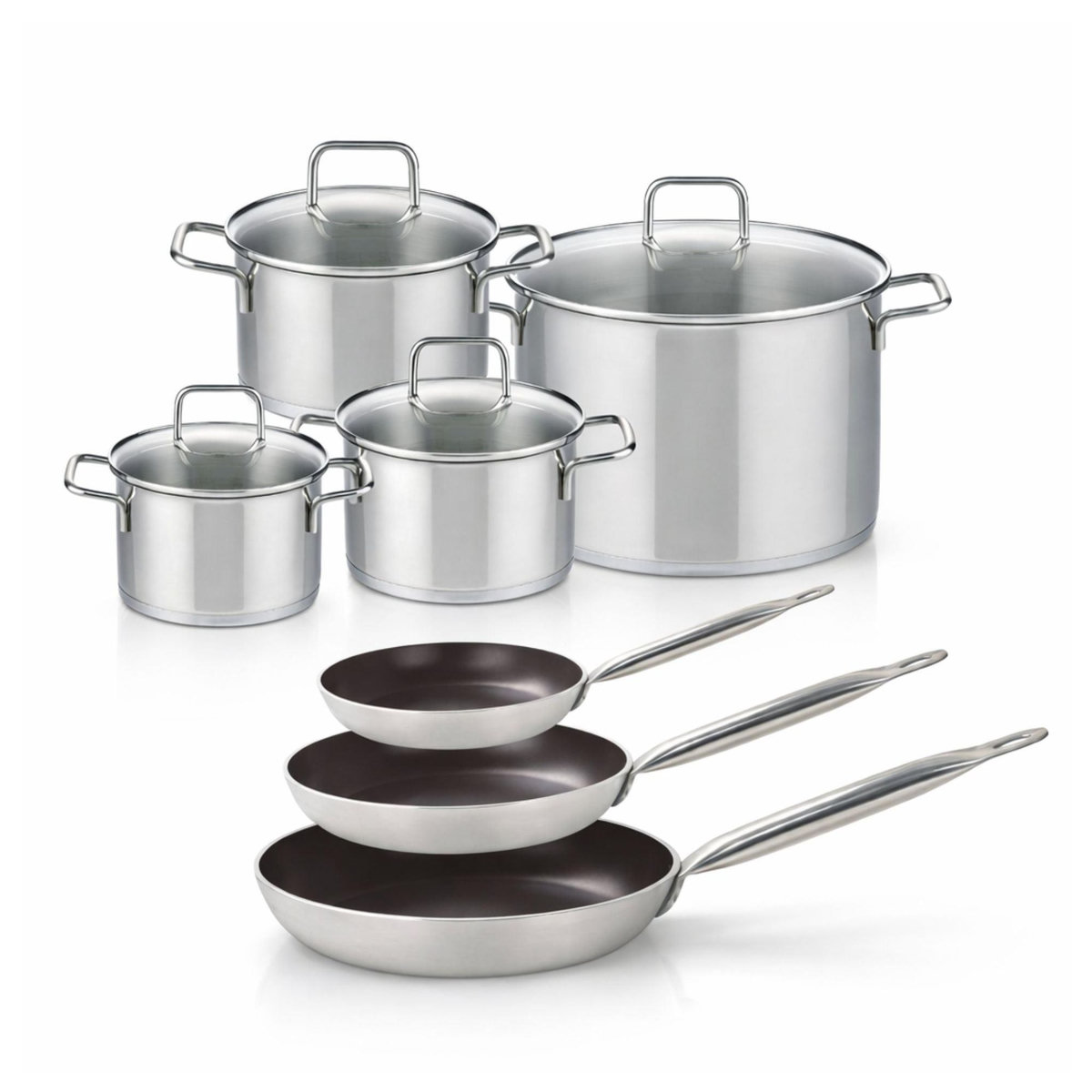 ELO Lot Poêles 24/28/32 cm et Faitouts 14/16/20/26 cm Elo Bistro Line