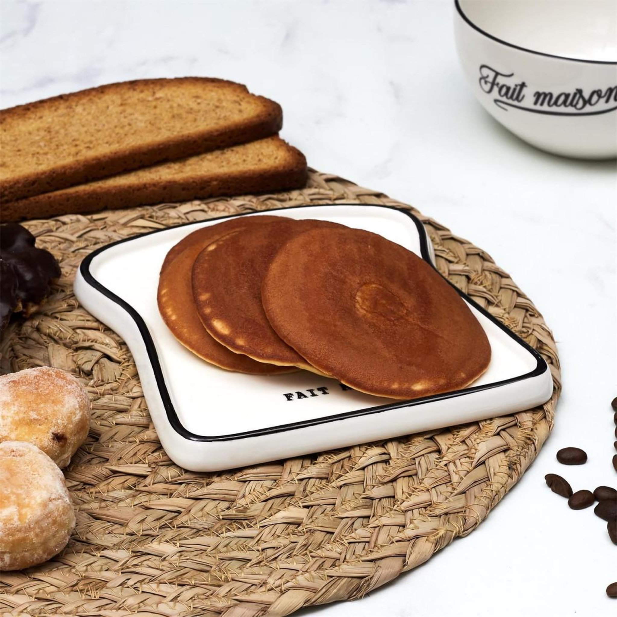 Voir la diapositive 4 : The Home Deco Factory Lot de 6 assiettes pour toast  brooklyn  17cm blanc