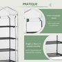 Voir la diapositive 6 : OUTSUNNY Serre de jardin balcon étagère serre 4 niveaux 0,7L x 0,5l x 1,6H m acier galvanisé bâche amovible PE haute densité blanc