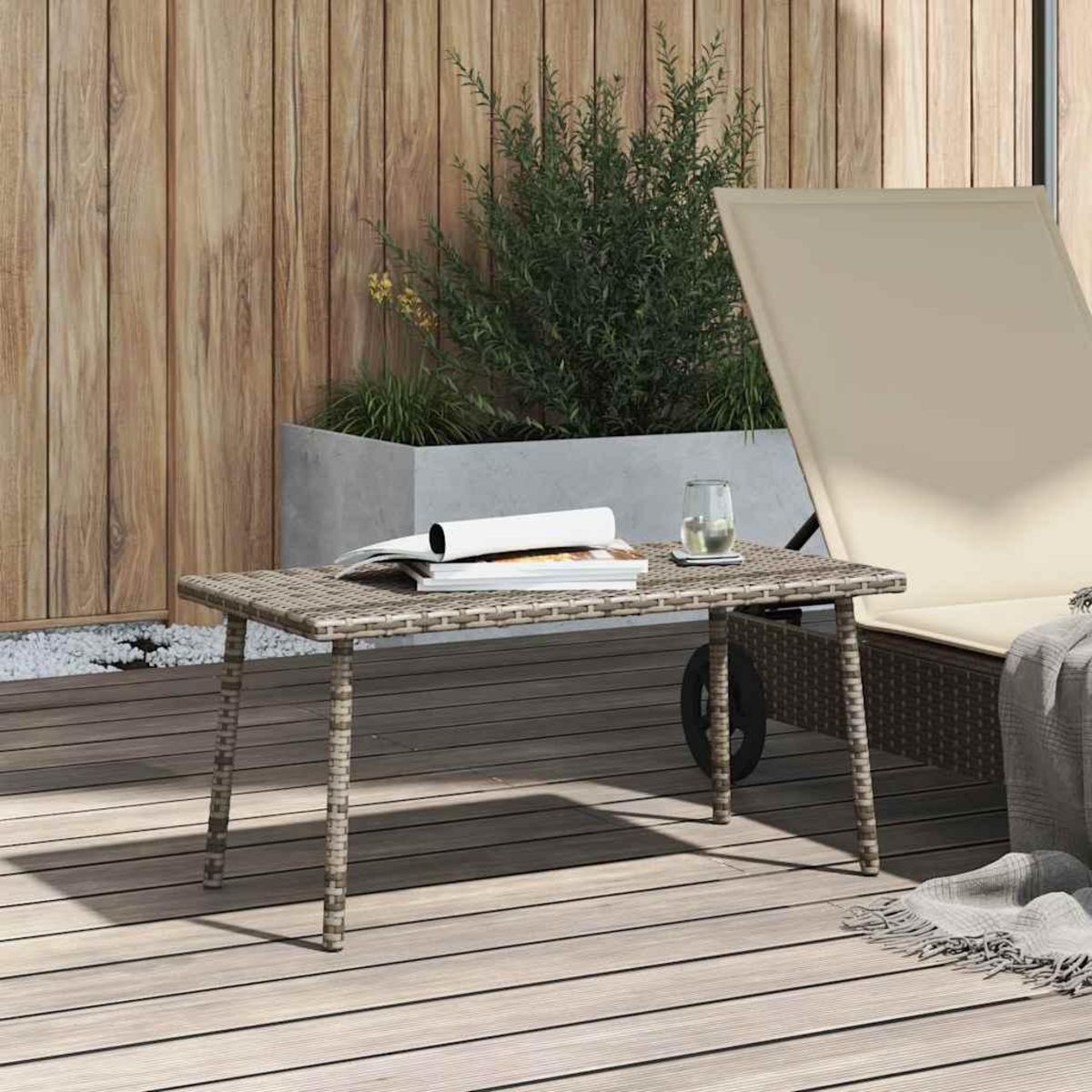 VIDAXL Table basse de jardin rectangulaire gris 80x40x37 cm rotin