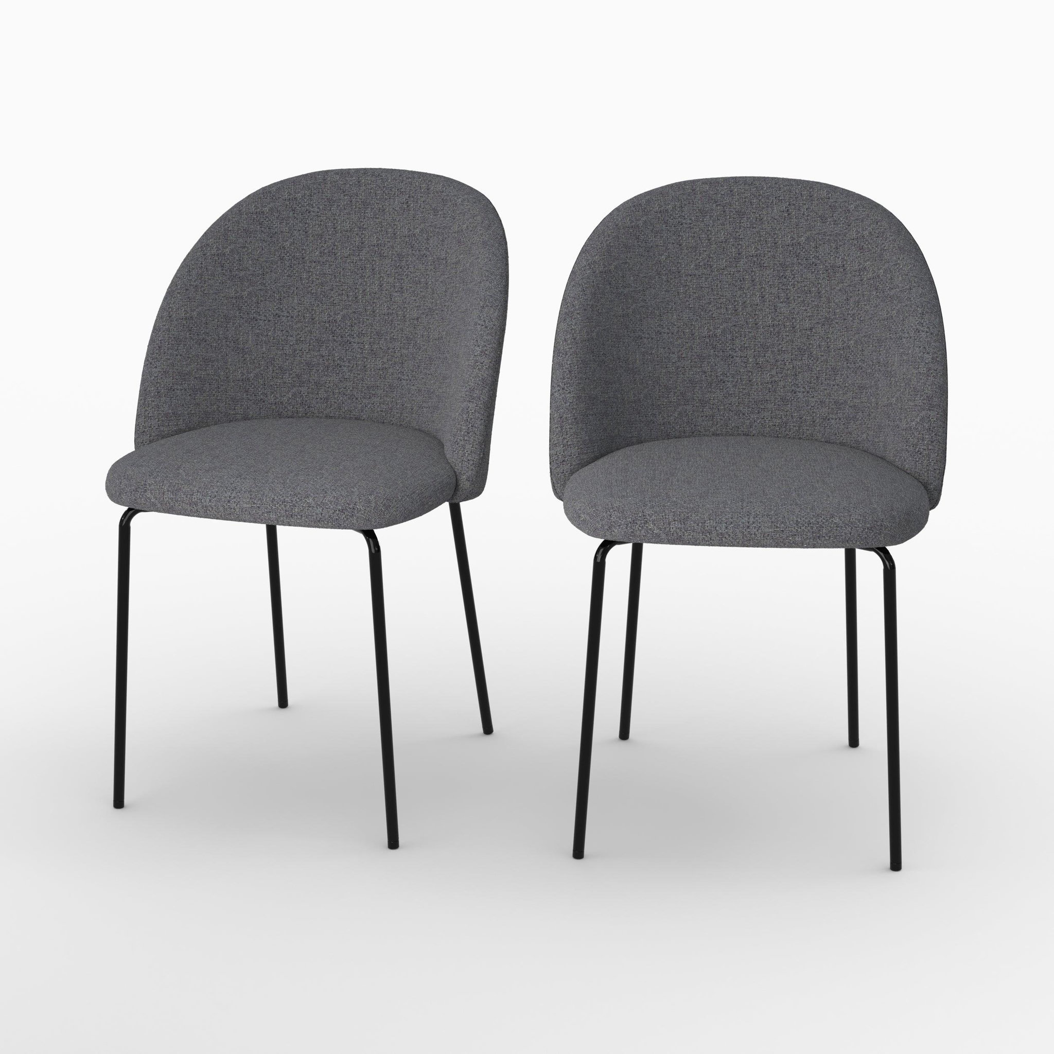 MAISON PAVANE Lot de 2 chaises en tissu chiné gris foncé-karl