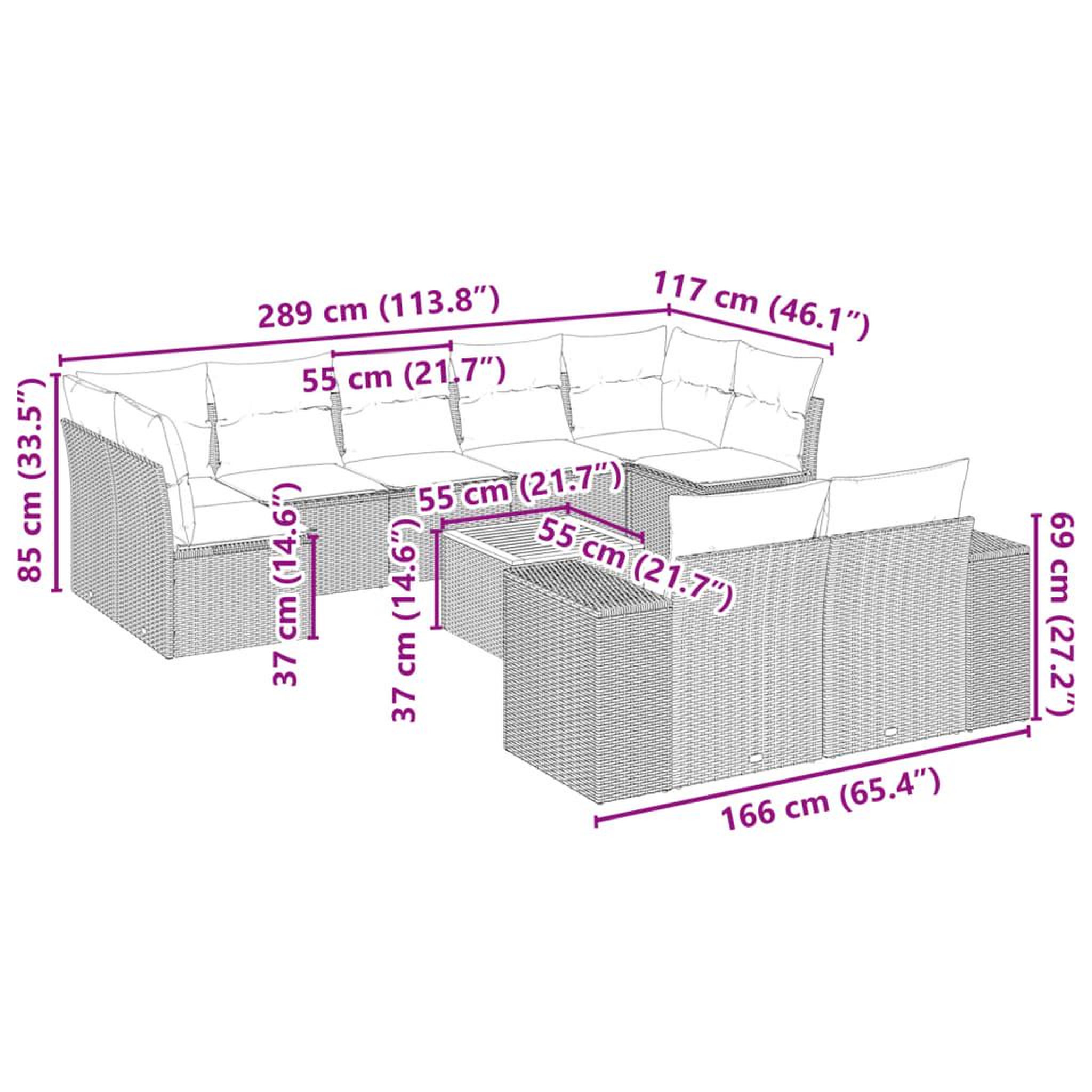 Voir la diapositive 6 : VIDAXL Salon de jardin avec coussins 10 pcs gris resine tressee
