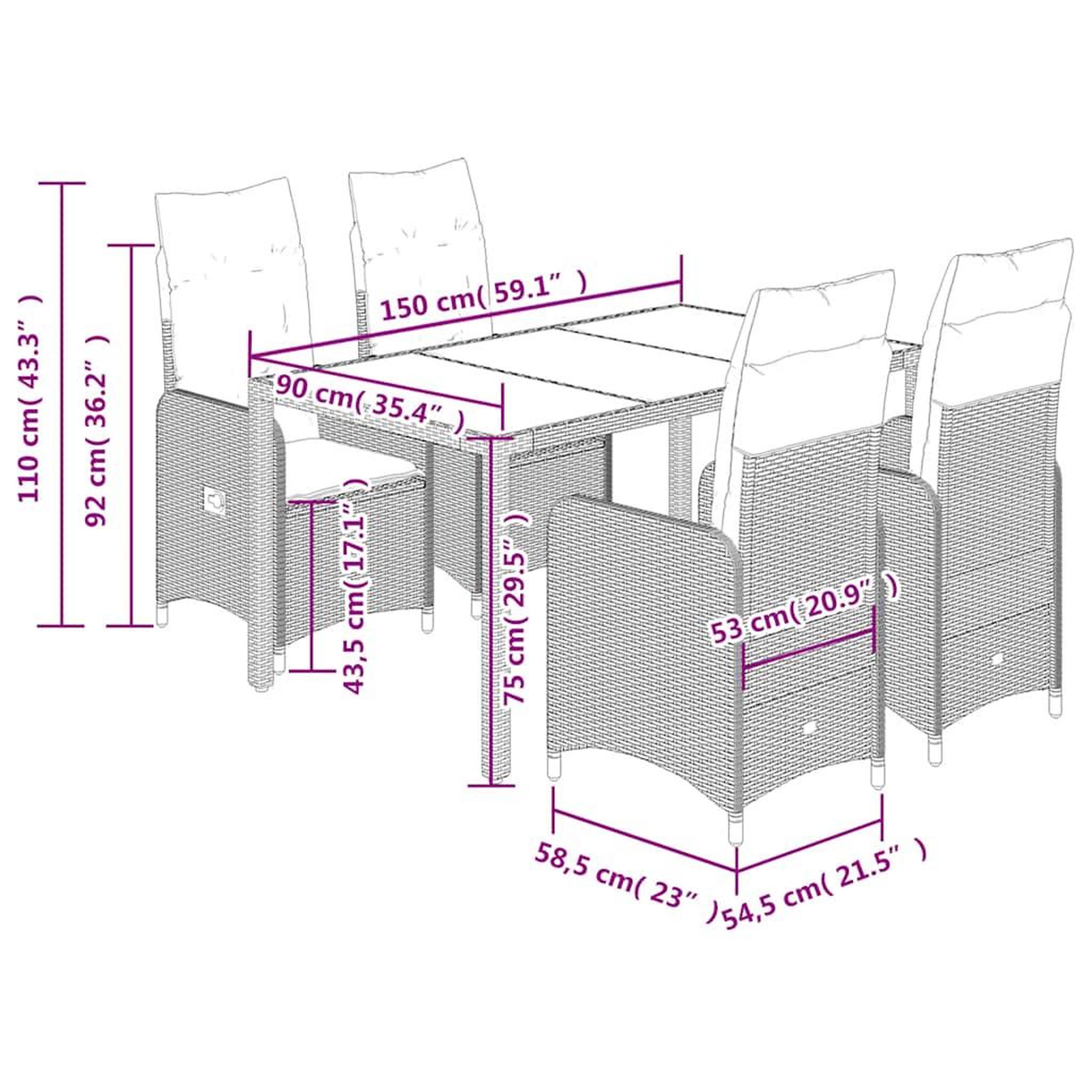Voir la diapositive 6 : VIDAXL Ensemble de bistro de jardin 5 pcs coussins noir poly rotin