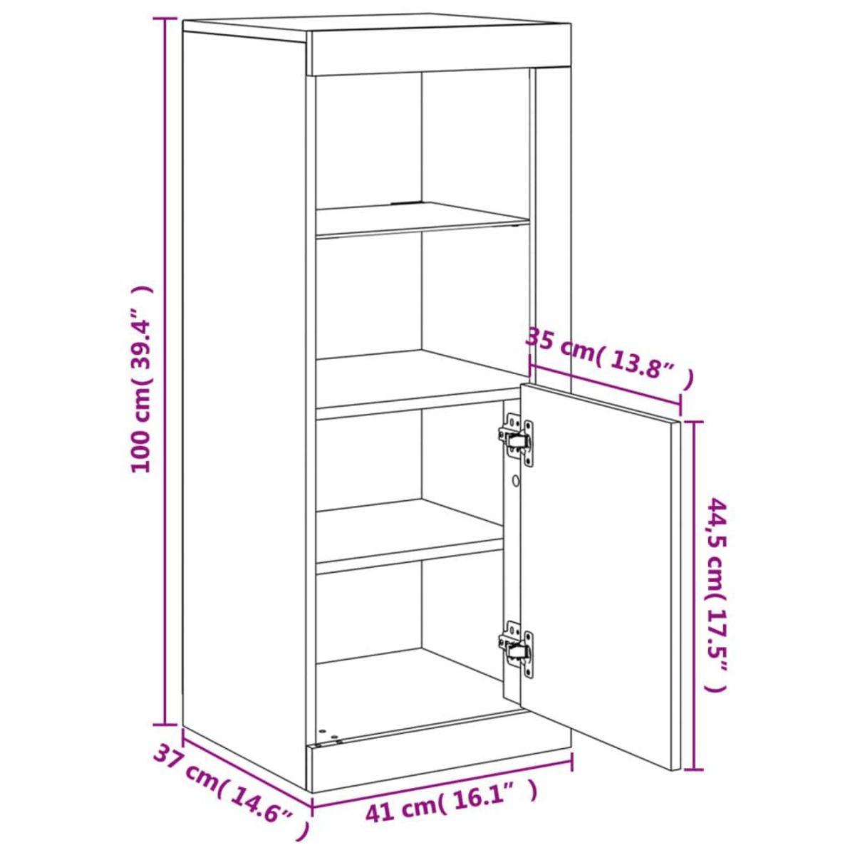 VIDAXL Buffet avec lumieres LED noir 41x37x100 cm