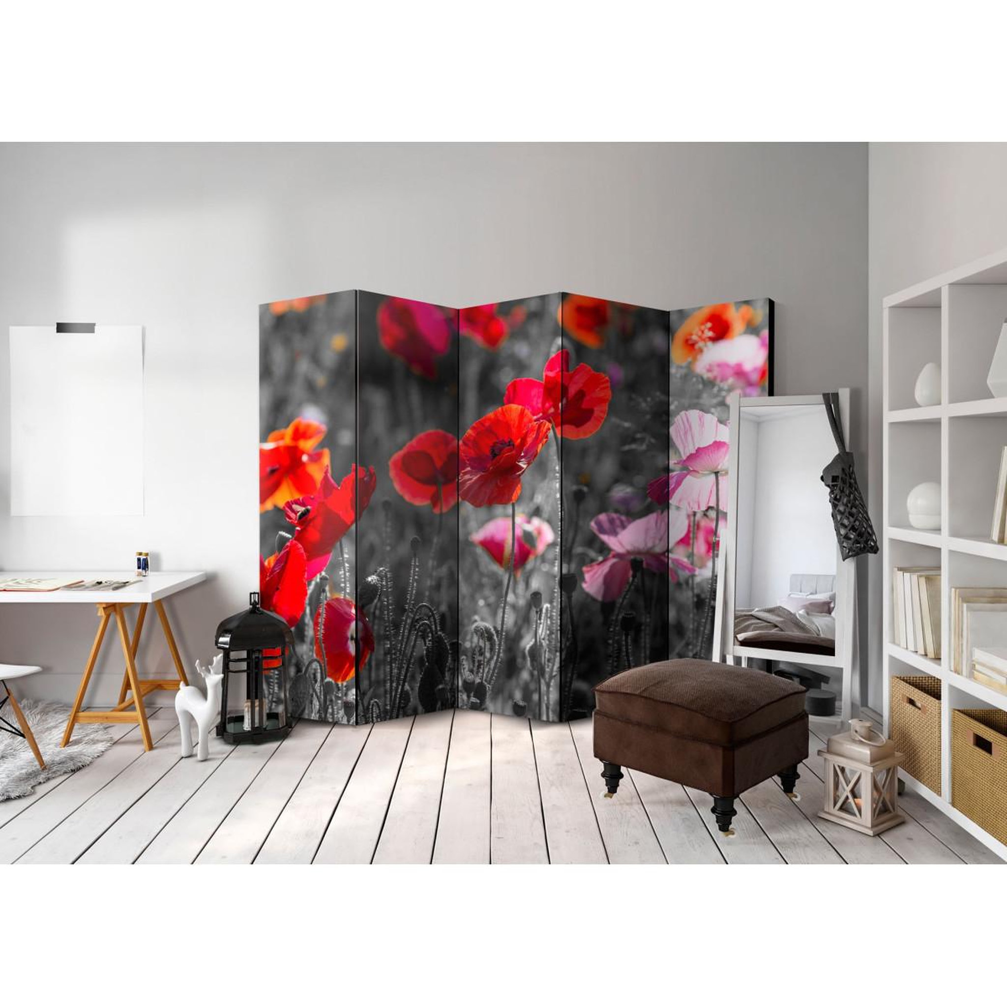 Voir la diapositive 2 : Paris Prix Paravent 5 volets  red poppies  172x225cm