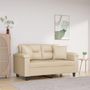 Voir la diapositive 1 : VIDAXL Canape 2 places avec oreillers creme 120 cm tissu microfibre