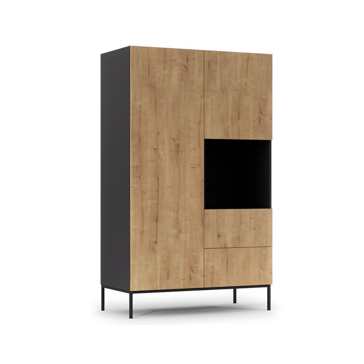 BEST MOBILIER Felicia - armoire - effet bois et noir - 120x200 cm