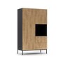 Voir la diapositive 1 : BEST MOBILIER Felicia - armoire - effet bois et noir - 120x200 cm